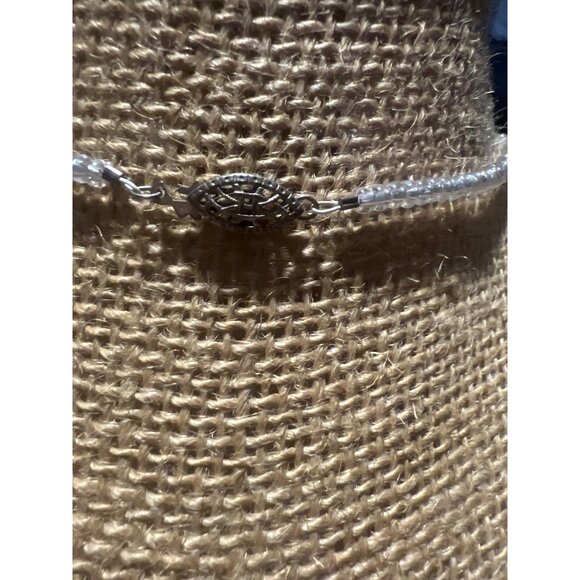 Vtg Turquoise Clear Glass Beaded Necklace Teardrop Dangles Hook Clasp Estate 16" - Picture 4 of 4